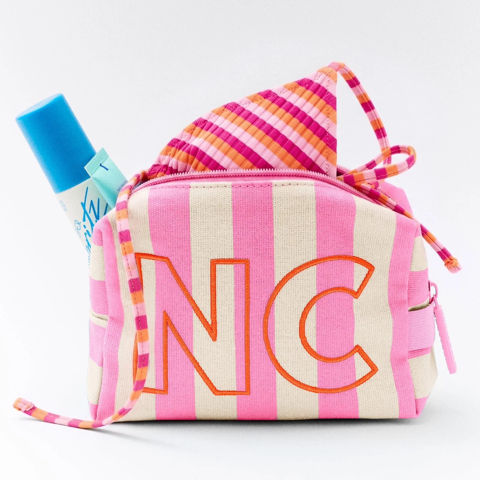 Striped Take It Away Custom Storage Pouch - Custom Flamingo | BaubleBar