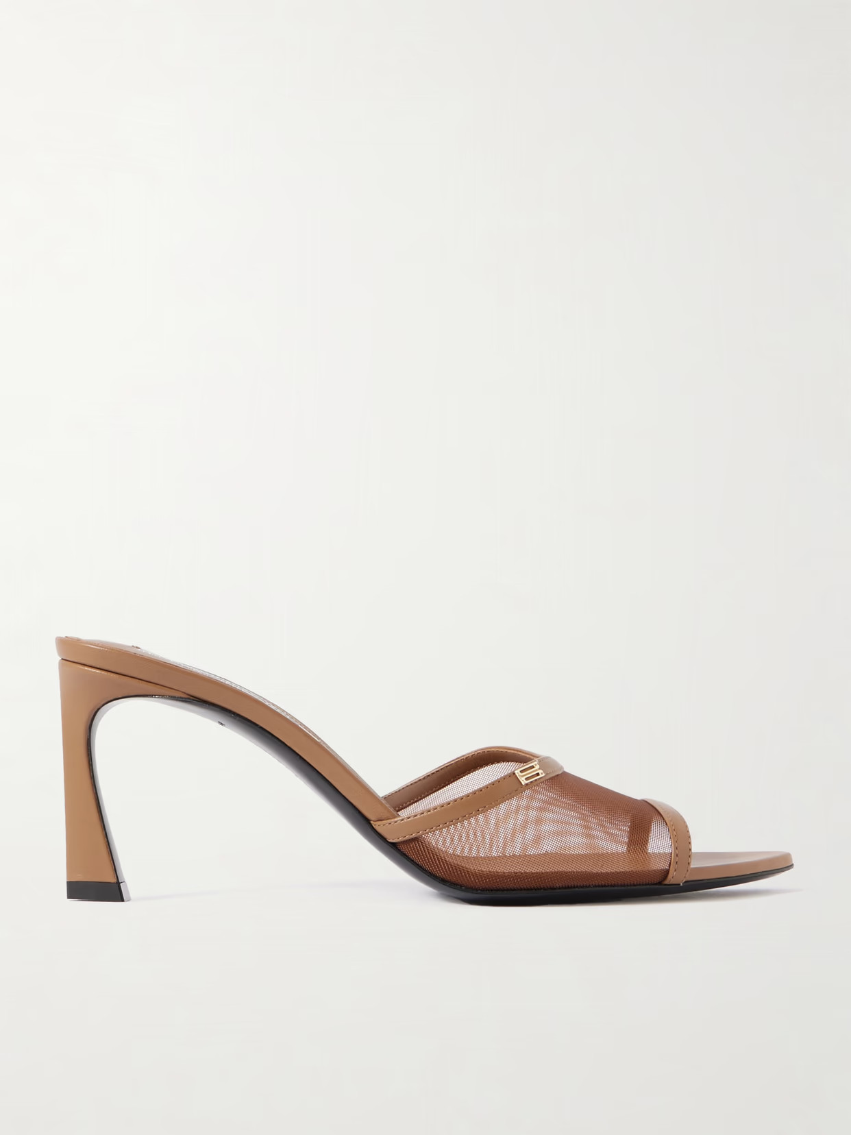 Victoria Beckham - Embellished Leather-trimmed Mesh Mules - Brown | NET-A-PORTER (US)