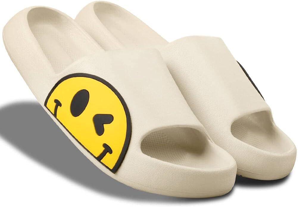 Cloud Slides for Women Pillow Slides Smiley Face Slippers Shower Sandals, Super Soft Comfy Thick ... | Amazon (US)