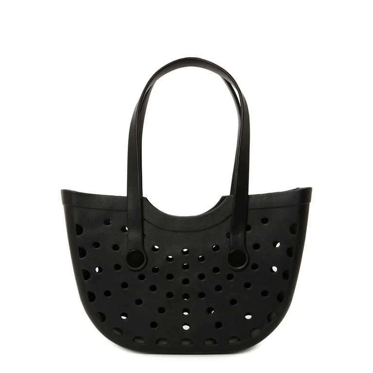 Time and Tru Women’s Molded Tote Bag Black - Walmart.com | Walmart (US)