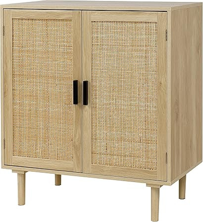 Finnhomy Sideboard Buffet Cabinet, Kitchen Storage Cabinet with Rattan Decorated Doors, Liquor Ca... | Amazon (US)