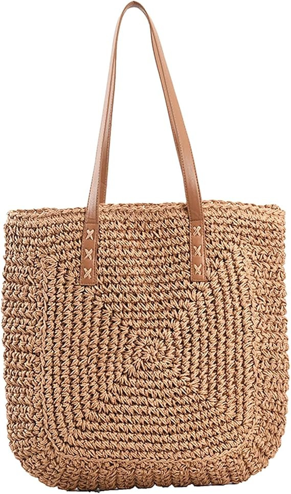 ZNMDOK Women Straw Tote Bag Summer Beach Bags Large Woven Fishing Net Shoulder Bag Straw Bag | Amazon (US)