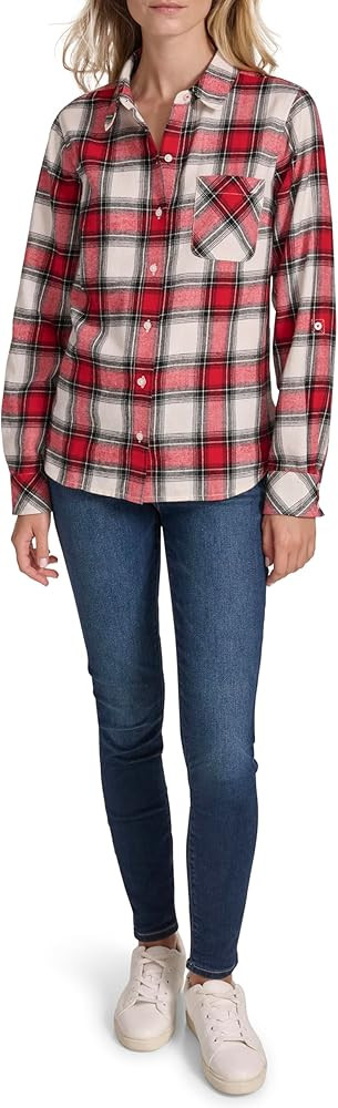 Nautica Womens Button Front Long Sleeve Roll Tab Shirt | Amazon (US)