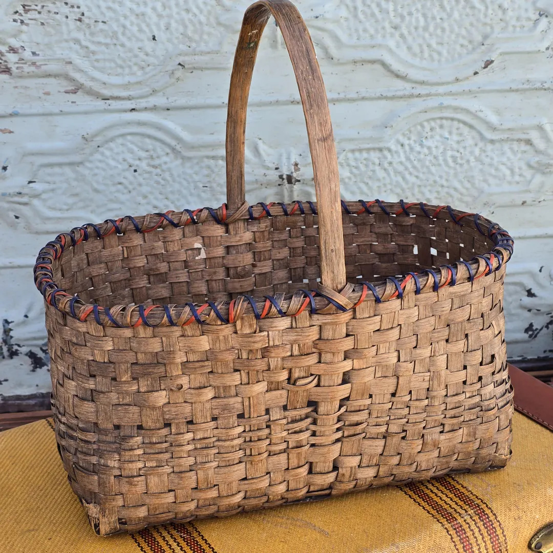 Vintage Gathering Basket, Primitive Carrying Basket, Antique Splint Shabby Cottage Basket | Etsy (Global)
