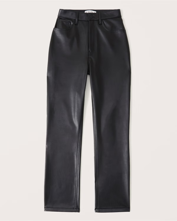 Curve Love Vegan Leather 90s Straight Pants | Abercrombie & Fitch (US)