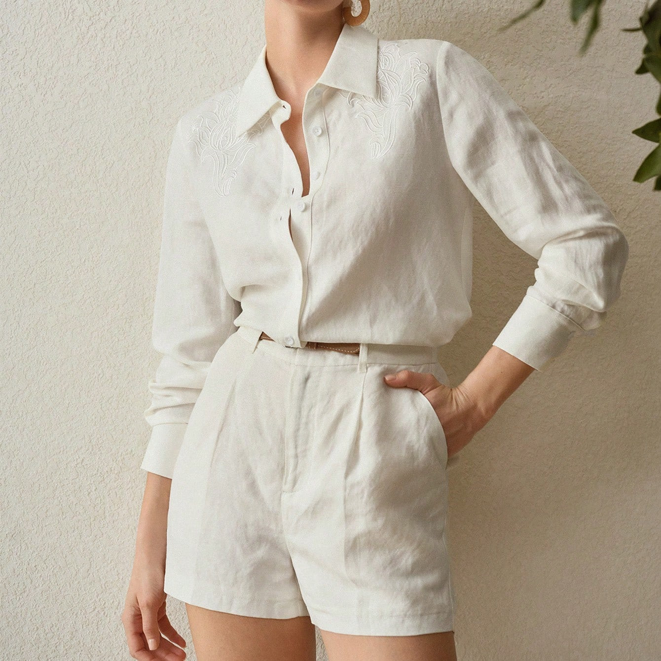 NeuMOTF PREMIUM LEINEN BÜGEL-FALTEN SHORTS | SHEIN