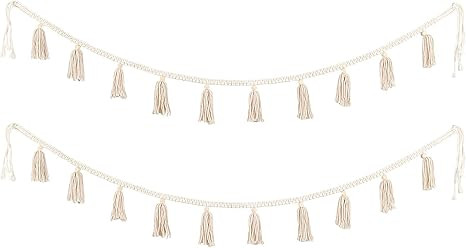 BlueMake 2 Pack Macrame Woven Tassel Garland Belly Basket Decorative Wall Hangings for Boho Home ... | Amazon (US)