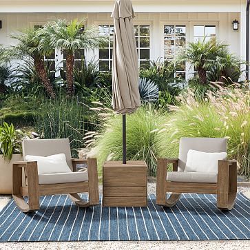 Portside Outdoor Rocking Chairs & Umbrella Side Table (21") Set | West Elm (US)