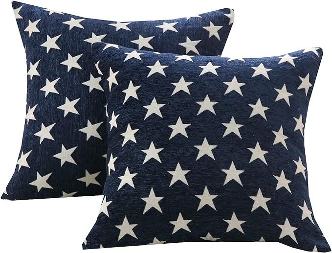 Sunday Praise Set of 2 Soft Chenille Decorative Throw Pillow Cover Case Geometric Stars Accent Sq... | Amazon (US)