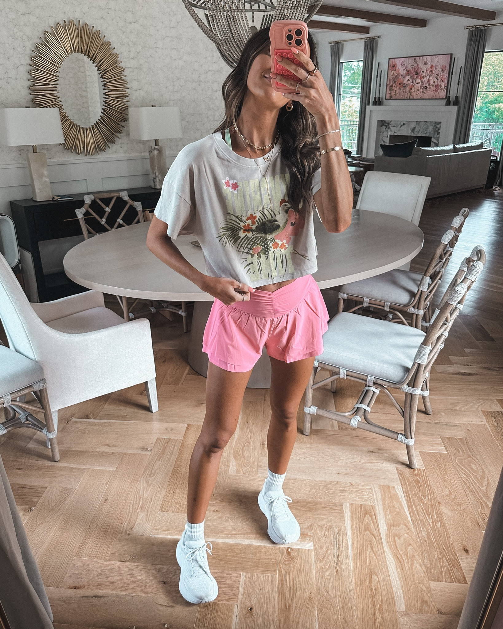 love this graphic tee and pink shorts 😍 

#LTKshoecrush #LTKfit #LTKbump