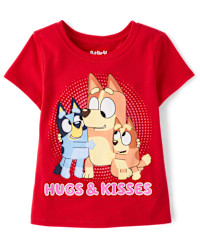 Baby And Toddler Girls Bluey™ Hugs And Kisses Valentine's Day Graphic Tee - red | The Children's Place