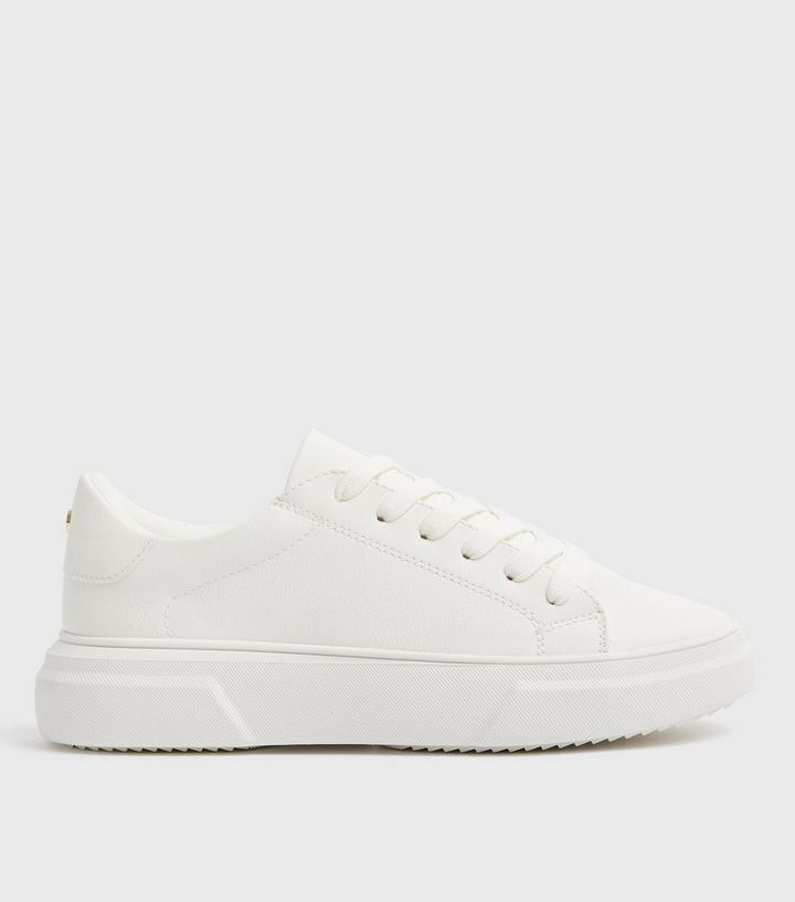 White Stud Back Chunky Lace Up Trainers
						
						Add to Saved Items
						Remove from Saved I... | New Look (UK)