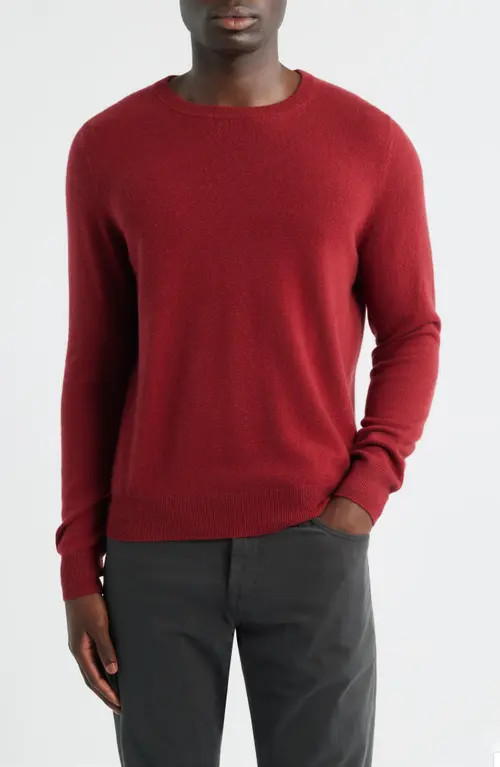 Nordstrom Cashmere Crewneck Sweater in Red Fire at Nordstrom, Size Large | Nordstrom