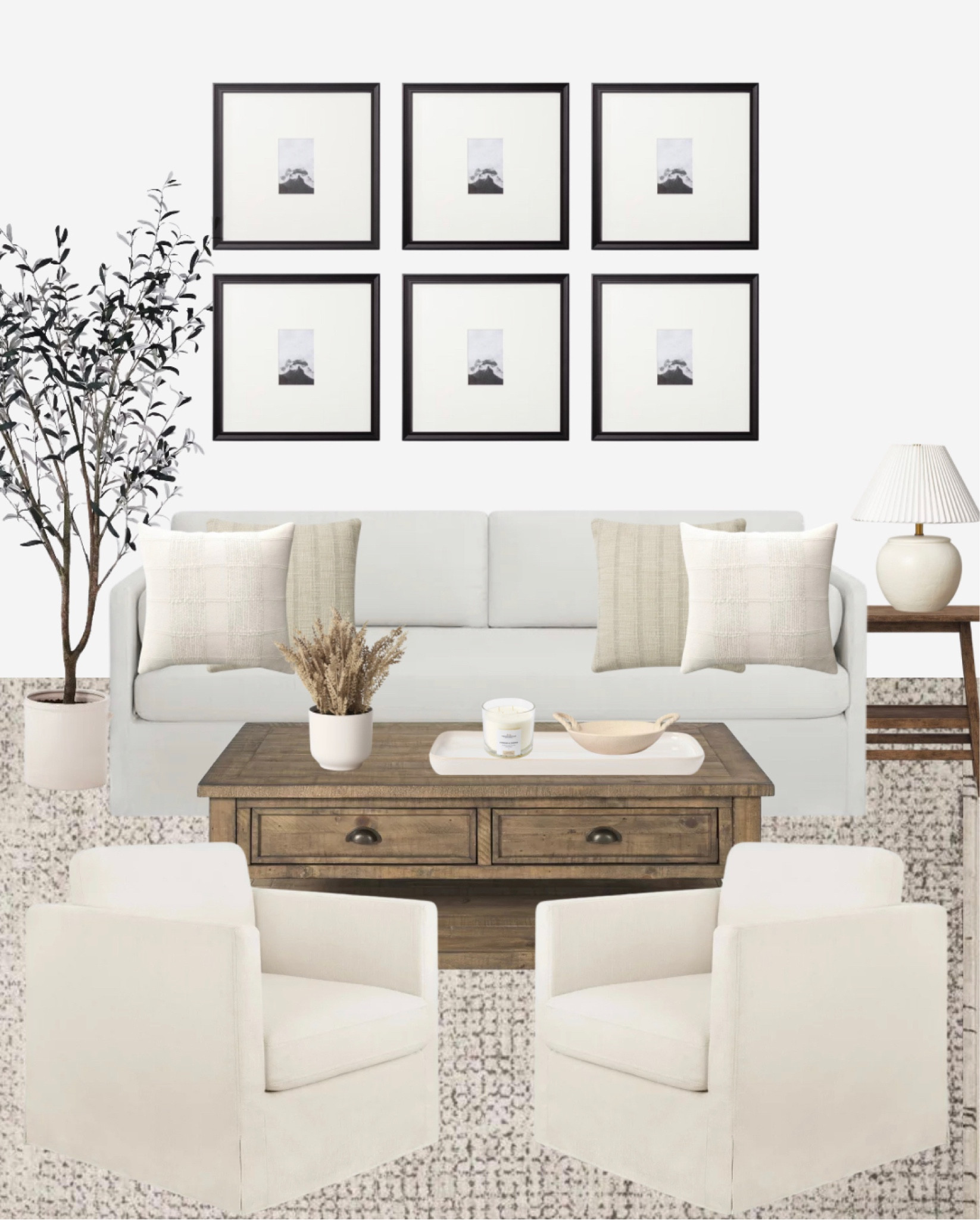 Neutral tones, cozy textures, and timeless style 🪴✨ This living room design is all about creating a warm and inviting space that feels effortlessly chic. From soft beige accents to layered natural elements, this look is perfect for anyone who loves a calm, minimal aesthetic. Scroll below to shop this neutral living room design and bring this vibe to your home! 🤍 #NeutralHome #LivingRoomInspo #LTKhome #MinimalistDecor #NeutralDecor

Neutral living room design
Living room 
Neutral home decor
Minimalist living room
Cozy neutral living space
Calm and cozy home
Neutral interior styling
Neutral color palette
Living room decor ideas
Neutral tone furniture
Earthy living room decor
Soft and warm interiors
Neutral aesthetic living room
Shop neutral home decor
Beige sectional 
Amber Lewis rug 
Beige accent chair 
Beige sofa chair 
Wooden coffee table 
Olive tree 
Throw pillows 
Studio McGee

#LTKStyleTip #LTKOver40 #LTKHome #LTKSaleAlert