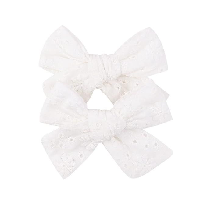 3.2'' Girls White Linen Hair Bows Clips - Alligator Clips Hair Accessories for Little Girls, Todd... | Amazon (US)