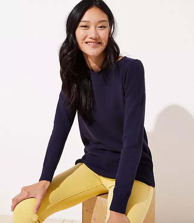 Stitchy Puff Sleeve Sweater | LOFT