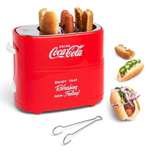 Nostalgia Coca-Cola 2 Slot Bun Mini Tongs, Hot Dog Toaster Works with Chicken, Turkey, Veggie Lin... | Amazon (US)