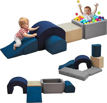 7 Pieces Climbing Toys and Blocks - Indoor Soft Foam Climber PlaySet for Toddlers, Kids, and Babi... | Amazon (US)