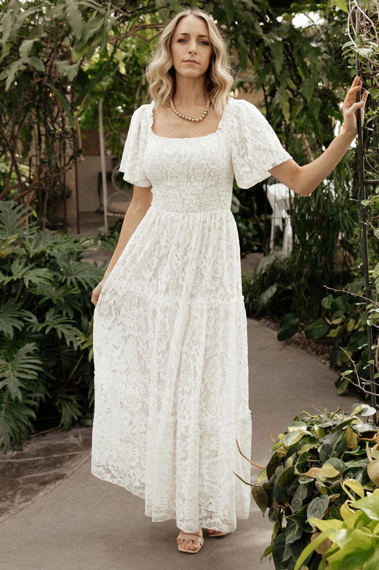 Aspen Smocked Lace Maxi Dress | Off White | Baltic Born