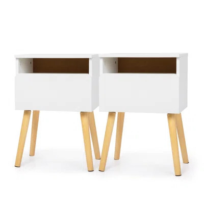 2-Piece Modern Bedside Table, Bedroom Coffee Table With Drawers, Shelves, Living Room Bedside Furniture | Wayfair North America