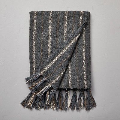 Chipped Stripe Woven Throw Blanket Dark Gray/Cream/Almond - Hearth & Hand™ with Magnolia | Target