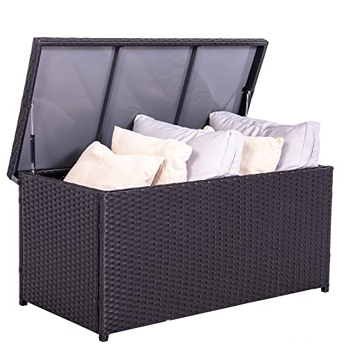 Sundale Outdoor Storage Box, 60 Gallon Wicker Patio Deck Boxes with Hinged Lid, Outdoor Cushion Stor | Amazon (US)
