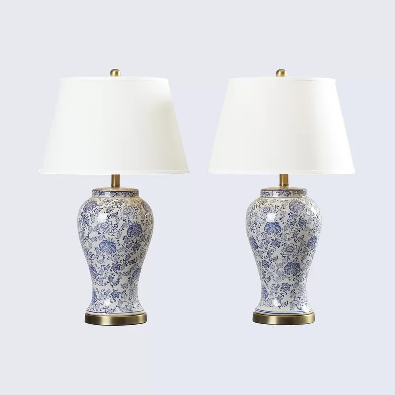 29" Blue/Off-White Table Lamp Set (Set of 2) | Wayfair North America