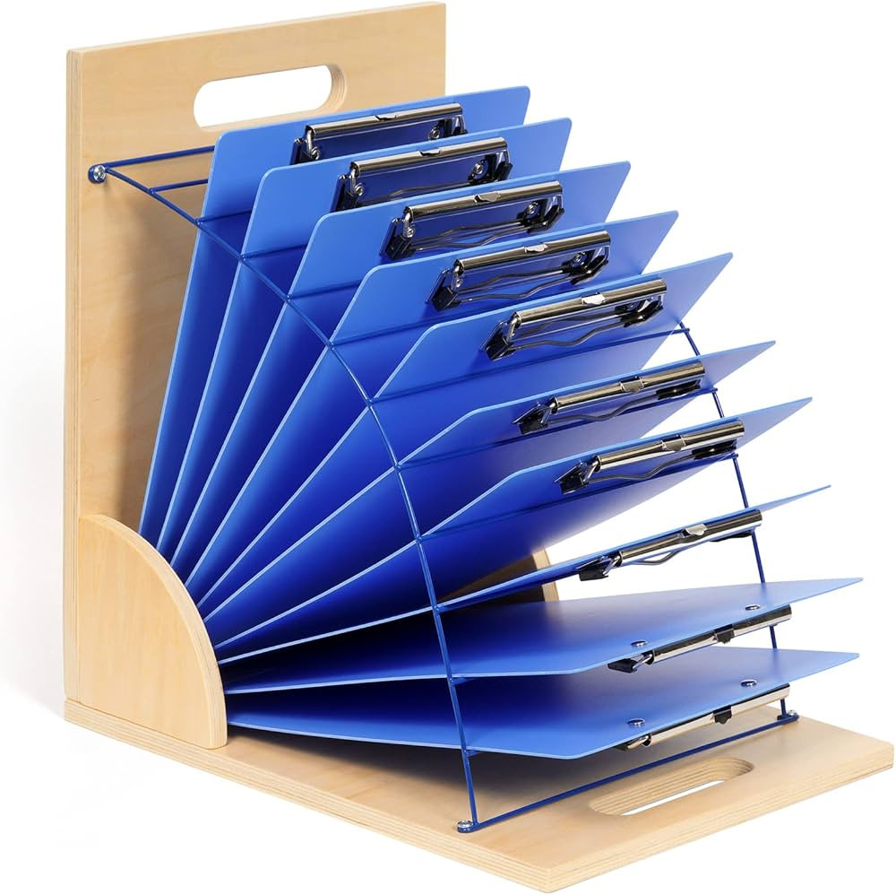 Gamenote Clipboard Holder - Wood and Metal Clipboard Stand Clipboards Storage Rack Small White Bo... | Amazon (US)