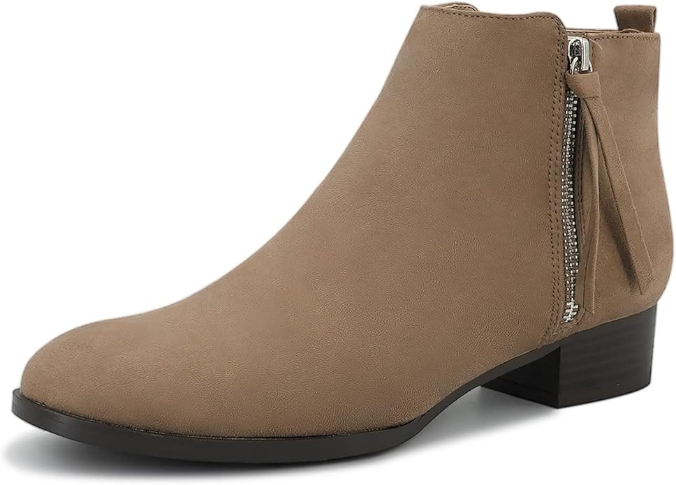Stillieve Women’s Booties Closed Toe Low Block Heel Ankle Boots Side Zipper Comfy Suede Fashion... | Amazon (US)