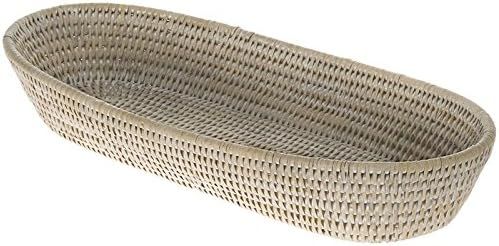 KOUBOO La Jolla Elongated Rattan Bread Basket, Large, White Wash | Amazon (US)