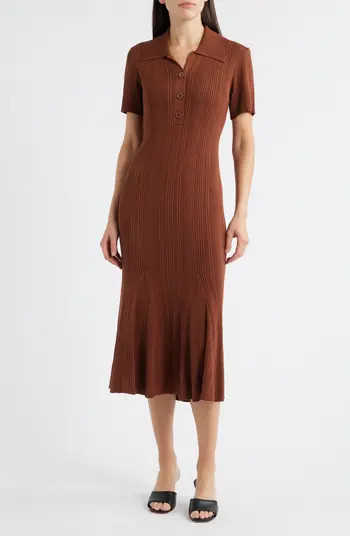 Julia Jordan Rib Short Sleeve Midi Sweater Dress | Nordstrom | Nordstrom