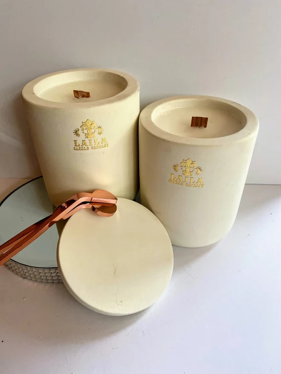 Concrete Candles Luxury Vintage Coconut Wax Wooden Wick | Etsy | Etsy (US)