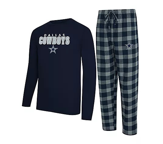 NFL Officially Licensed Dallas Men's Long Sleeve Tee Pajama Set - QVC.com | QVC
