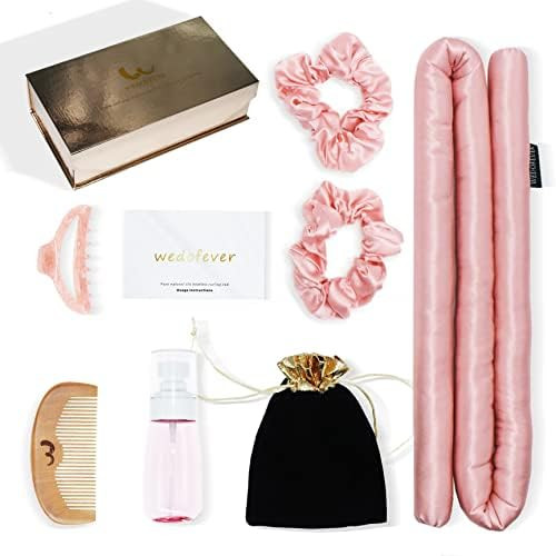 Heatless Curling Rod Headband - 100% Mulberry Silk Natural Wave Hair Curlers Filling Cotton - Ove... | Amazon (US)