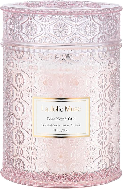 LA JOLIE MUSE Rose Noir & Oud Scented Candle, Rose Candle for Home, Candle Gift for Women, Wood W... | Amazon (US)