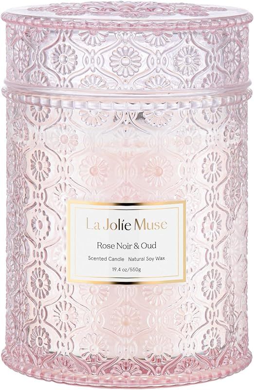 LA JOLIE MUSE Rose Noir & Oud Scented Candle, Rose Candle for Home, Candle Gift for Women, Wood W... | Amazon (US)