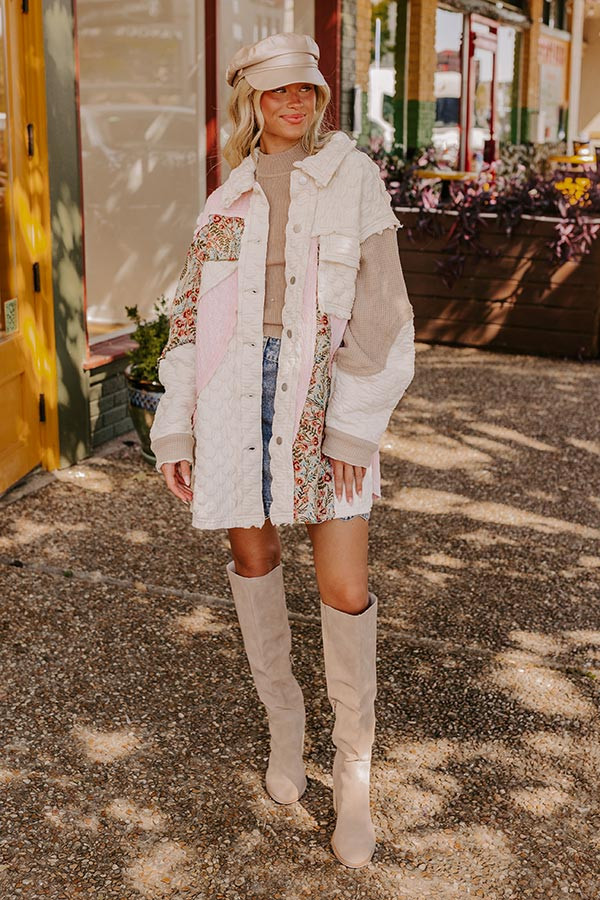 Cozy Mindset Color Block Jacket in Ivory | Impressions Online Boutique