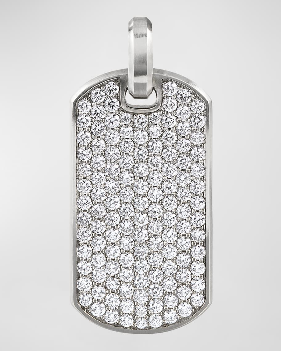 David Yurman Men's Streamline Tag Pendant with Diamonds in Silver, 35mm | Neiman Marcus