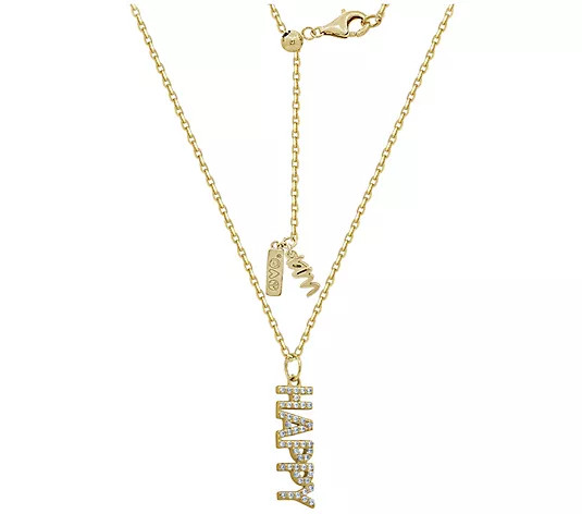 Peace Love World Pave Happy Pendant w/ Chain, 14K Clad | QVC