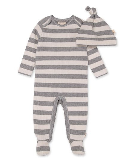 Heather Gray Thermal Stripe Jumpsuit & Knot Top Hat - Newborn & Infant | Zulily