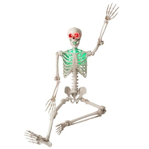 5.2 FT Halloween Skeleton Decorations, Posable Full Body Realistic Bones with Light Up Eyes and Body, Giant Life Size Hanging Skeletons for Halloween Decor, Yard Lawn, Graveyard, Haunted House | Amazon (US)