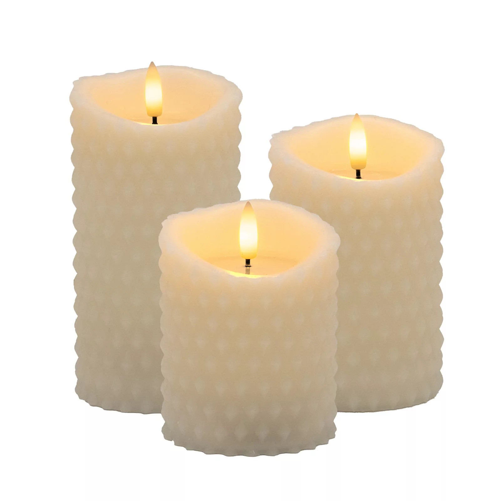 LumaBase Luminarias Textured Battery-Operated Candles 3-pk., Beige Khaki | Kohl's