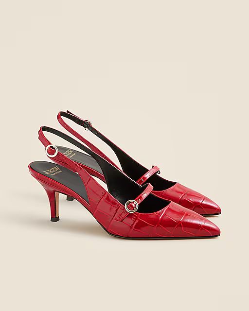 Made-in-Italy Colette buckled slingback heels in croc-embossed leather | J. Crew US