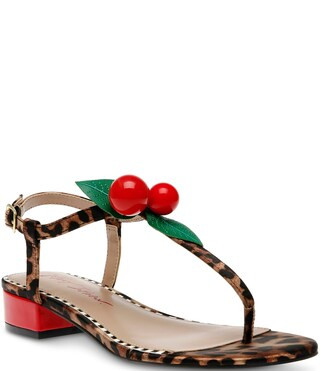 Asbury Cherry Embellished Leopard Print Thong Dress Sandals | Dillard's