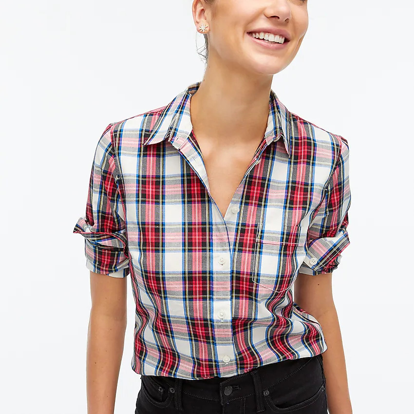 Plaid cotton poplin shirt in signature fit | J.Crew Factory