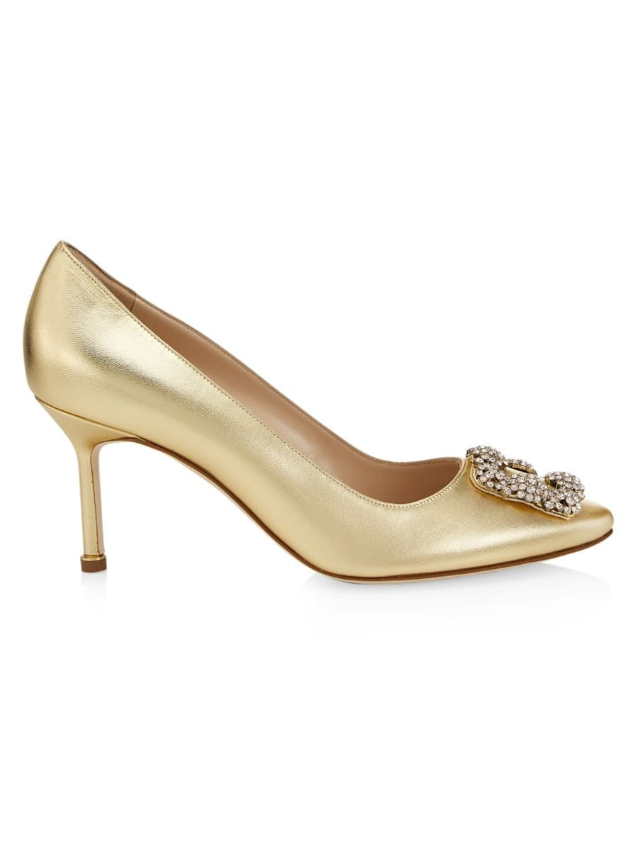 Shop By CategoryPumps & SlingbacksManolo BlahnikHangisi 70MM Metallic Leather Pumps$1,245 | Saks Fifth Avenue