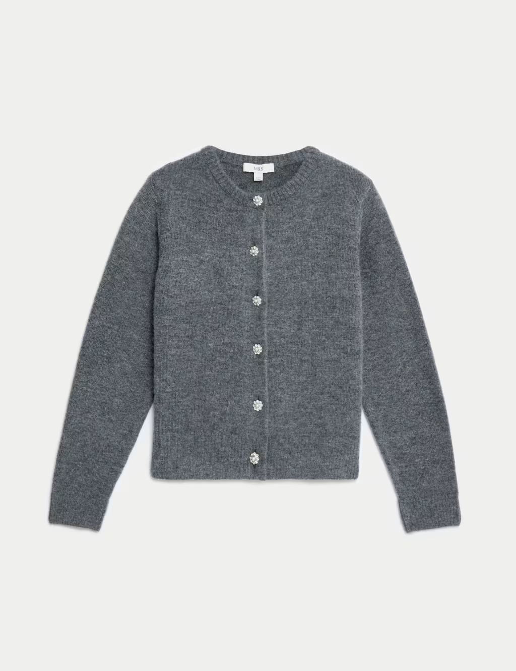 Crew Neck Button Front Cardigan | Marks & Spencer (UK)