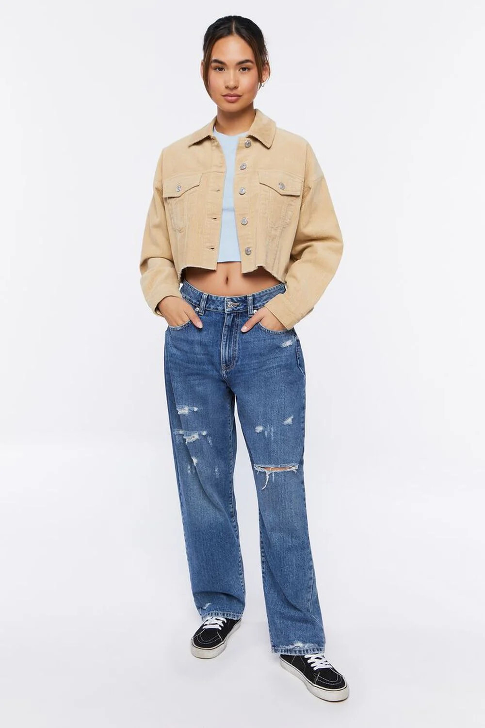 Cropped Frayed Corduroy Jacket | Forever 21 (US)