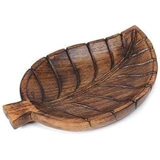 NIRMAN - Decorative Tray Wooden Leaf Design Serving Tray Platter Breakfast Table Kitchen Décor | Amazon (US)