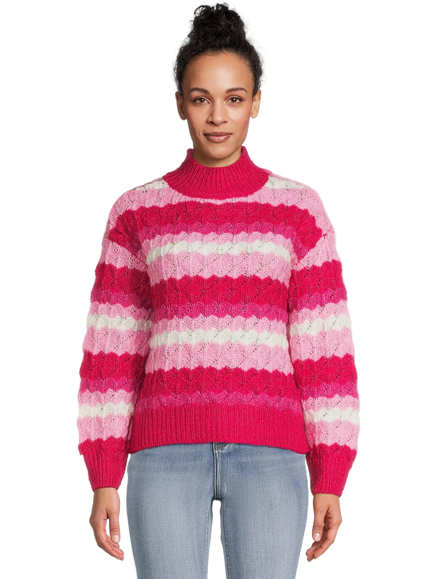 99 Jane Street Women's Mock Neck Pullover Sweater with Long Sleeves, Midweight, Sizes XS-XXXL | Walmart (US)